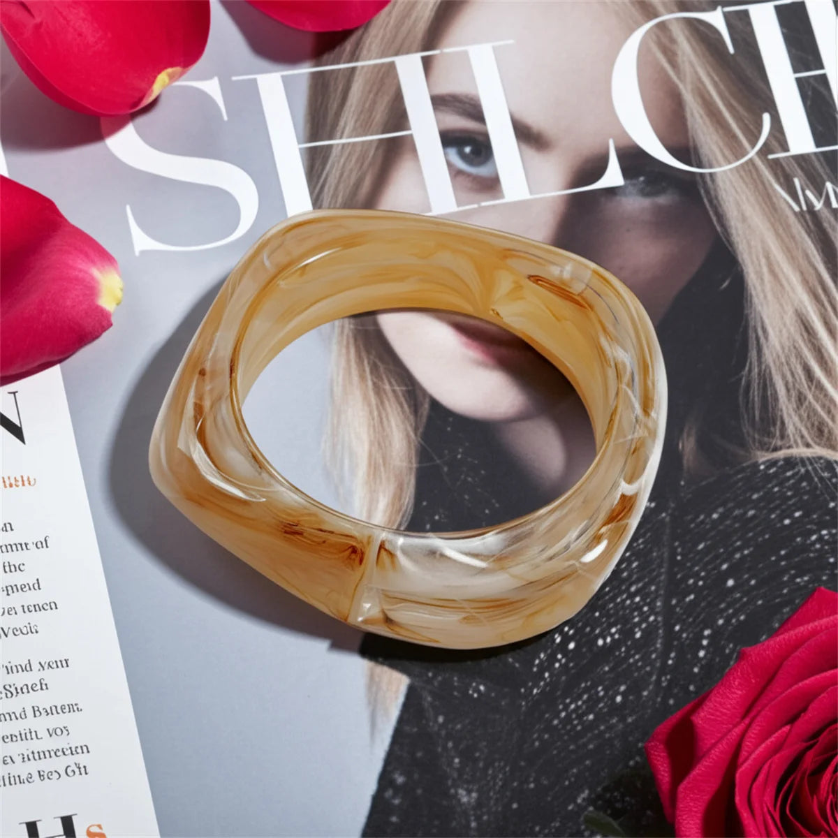 Fashion Summer Trendy Color Clear Wide Version Square Acrylic Resin Bracelet Women Girl Ins Party Travel Jewelry Hip Hop Bangle Qme mika 63mm