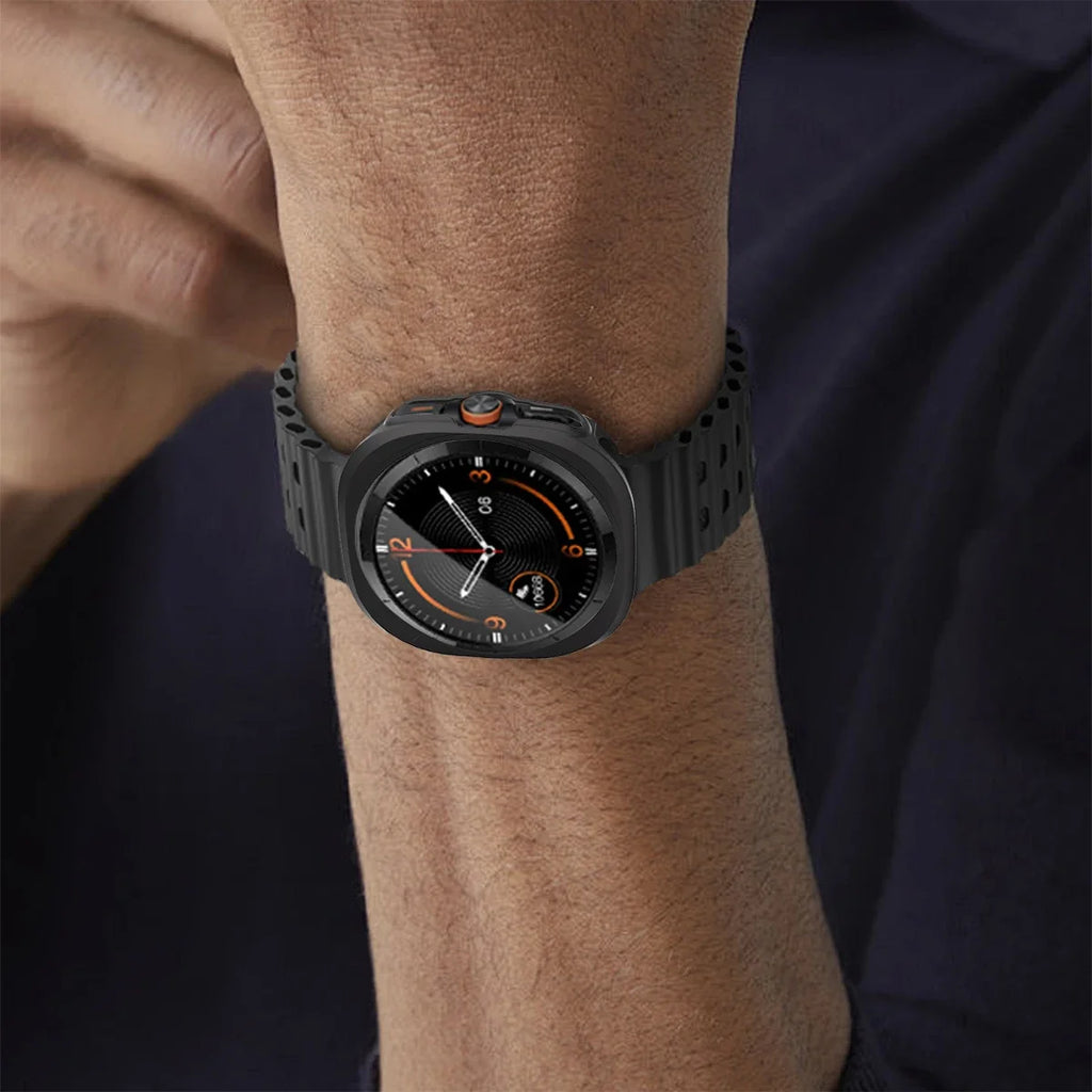 Case+Strap for Samsung Galaxy Watch 7 Ultra 47mm Sport Silicone Band Bracelet PC Case Protective Cover for Galaxy Watch 7 Ultra Qme