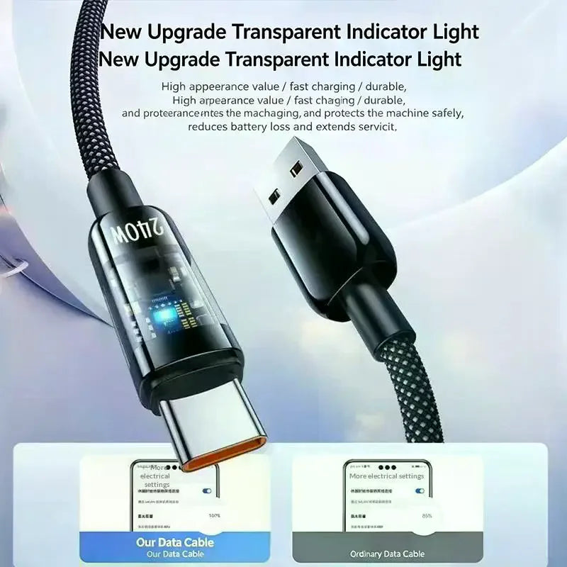 240W USB Cable Fast Charging C 1 Meter 2 Meters Strong Durable Cord Qme