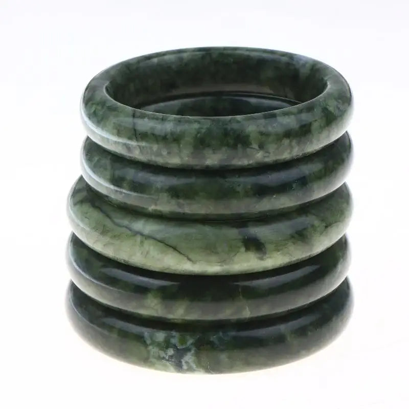 1 PCS Natural Hand Carved Jade Bracelet Wide Green White Nanyu Bangle Unique Jewelry for Valentine's Day Qme