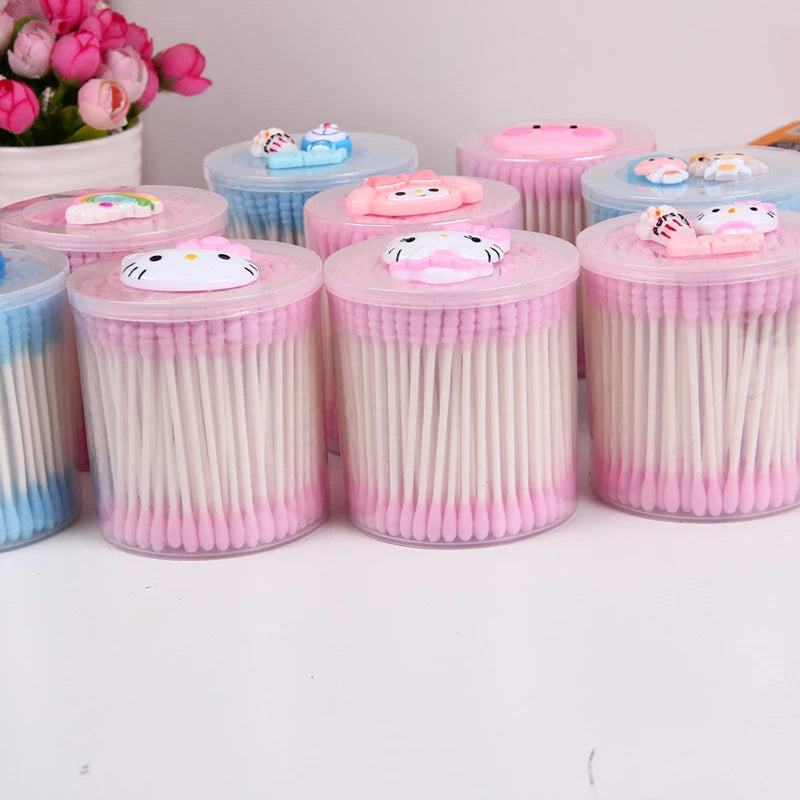 Hello Kitty Double-ended Spiral Cotton Swabs Makeup Remover Pads Ear Qme