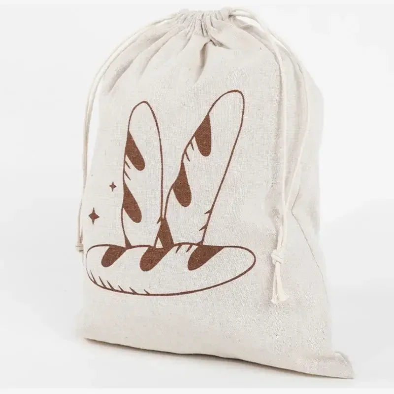Linen Bread Bag Reusable Baguette Cotton Drawstring Storage Bag Loaf Homemade Bread Fresh Eco Friendly Keeping For Baguette Qme