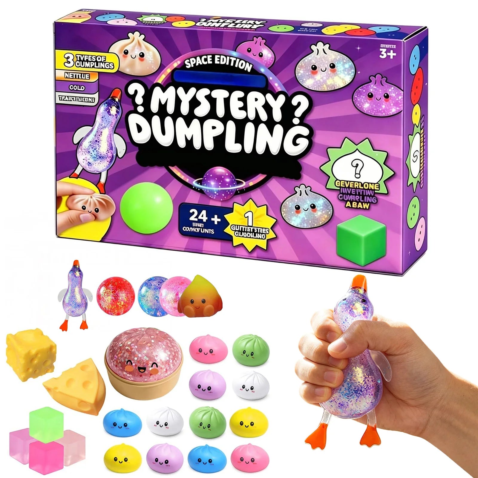 2026 Mystery Dumpling Advent Calendar Baozi Fidget Squishy 24 Day Countdown Calendar Cute Soft Dough Ball Fidget Toys Qme