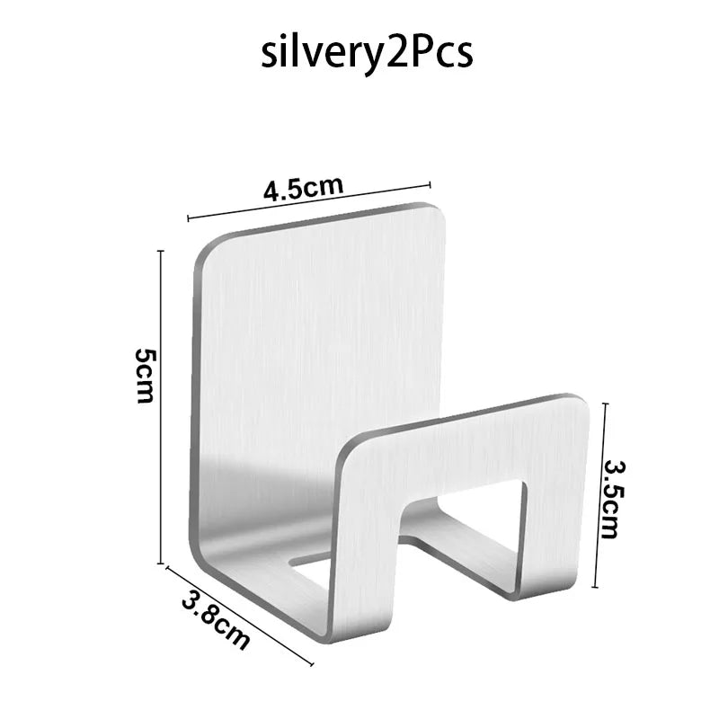 Stainless Steel Sink Tray Drainer Rack Kitchen Sink Sponge Holders Self Adhesive Hook Storage Holder Kitchen Wire Rag Organizer Qme silvery-2Pcs