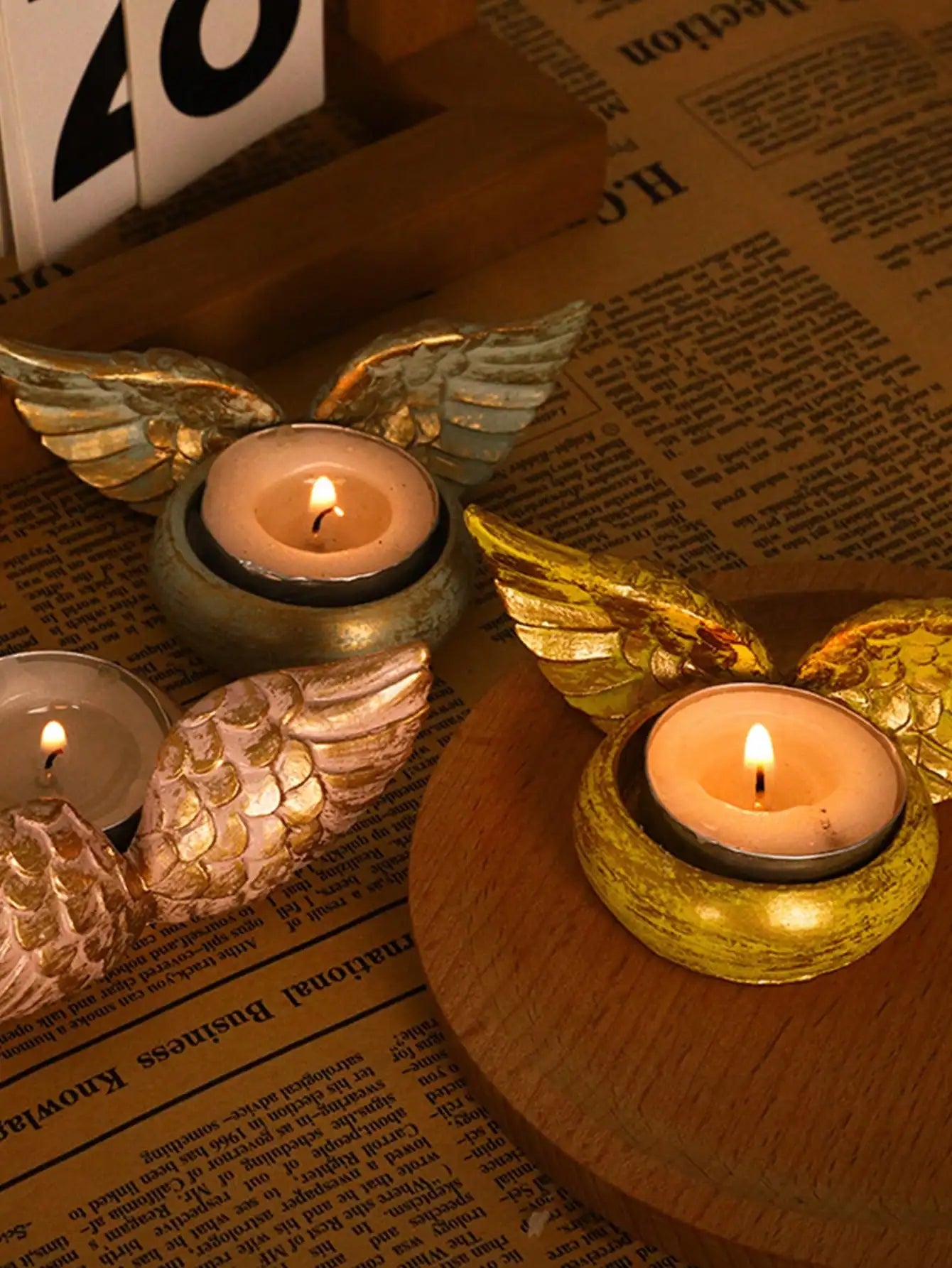 Creative Retro Vintage Resin Crafts Ornaments Home Circular Wing Qme