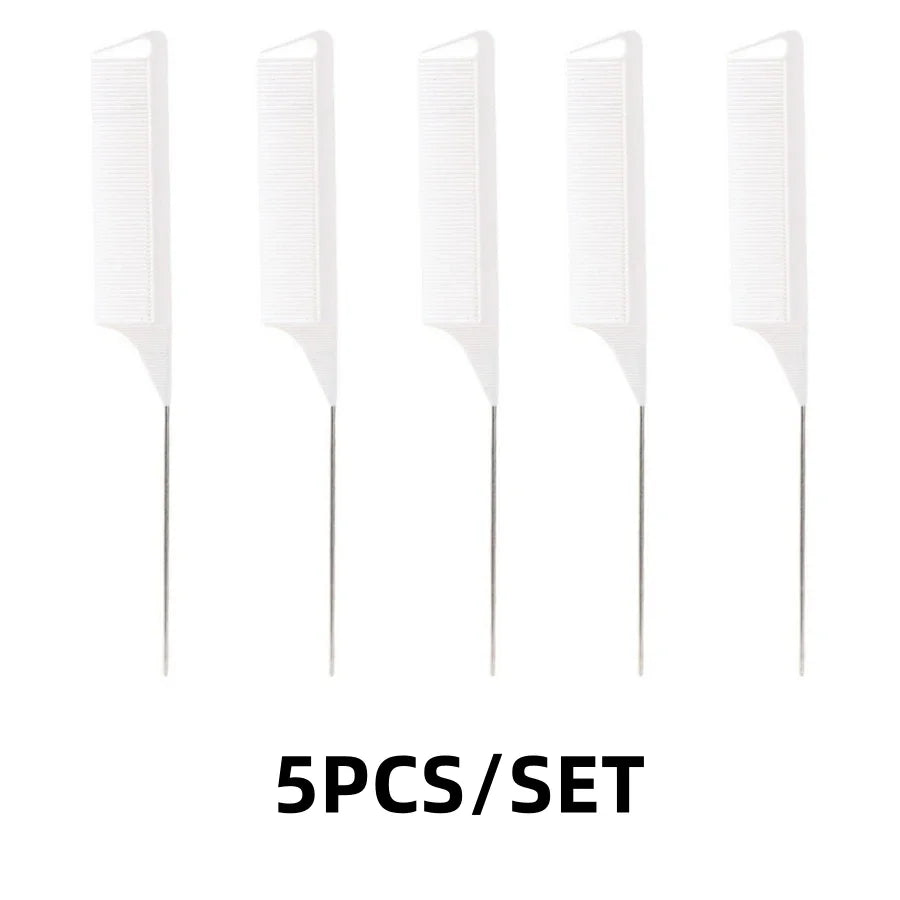 5PCS/12PCS Professional Candy Color Hair Styling Pointy Tail Comb for Wig, Partition, Braid, Hair Dye, and Highlights Hair Tool Qme 5PCS White
