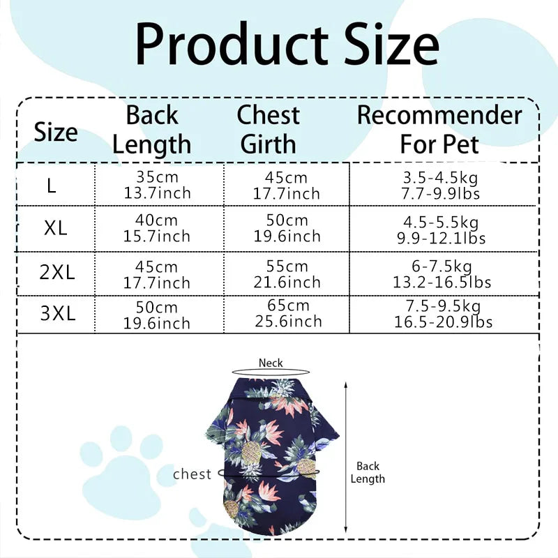 Dog shirt Hawaii pet vest summer beach clothing, pet T-shirt vest clothing suitable for small and large cats and dogs Qme