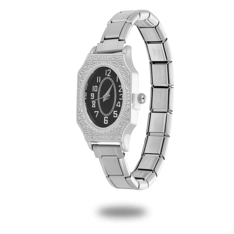 Wholesale Fashion Men Womens DIY 9mm Width Italian Elastic Charm Stainless Classic Oval Watch Bracelet Bangle For Birthday Gifts Qme S 26