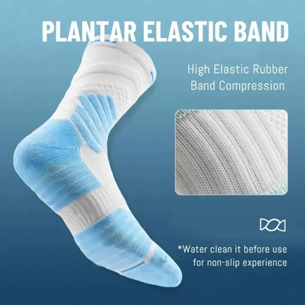 Men Sports Socks Basketball Socks Terry Sole Athletic Running Socks Non Slip Comfy Trekking Socks Breathable for Running Riding Qme