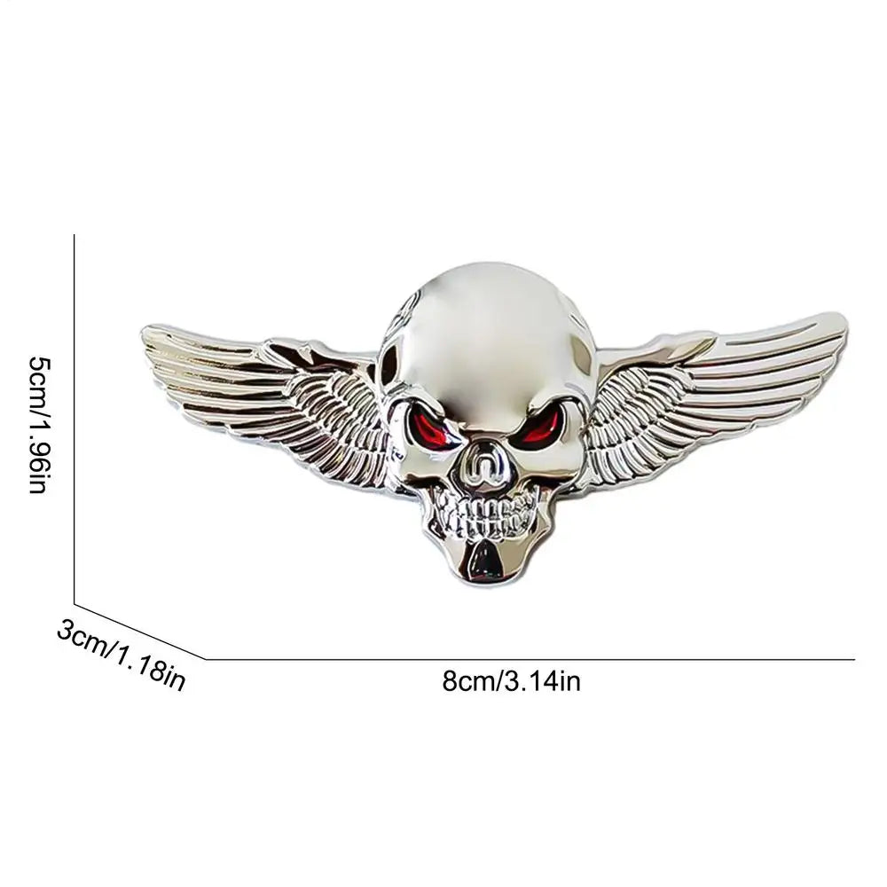 Angel Wings Car Decal Skeleton Car Bumper Decals Metal Auto Emblem Fashionable Car Badges Stickers for Trucks and Motorcycles Qme Silver
