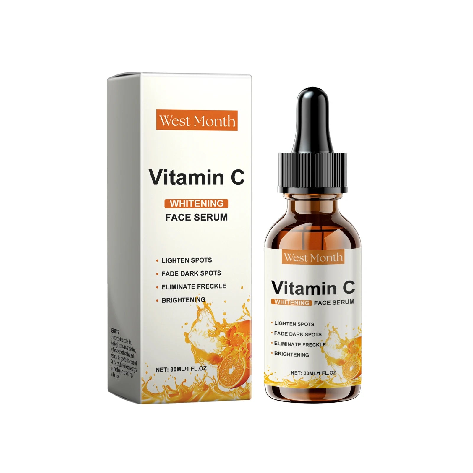 Vitamin C Facial Essence Dark Spot Remover Brightening Moisturizing Firming Serum Fade Fine Lines Improve Dullness Facial Skin Qme 30ml Boxed
