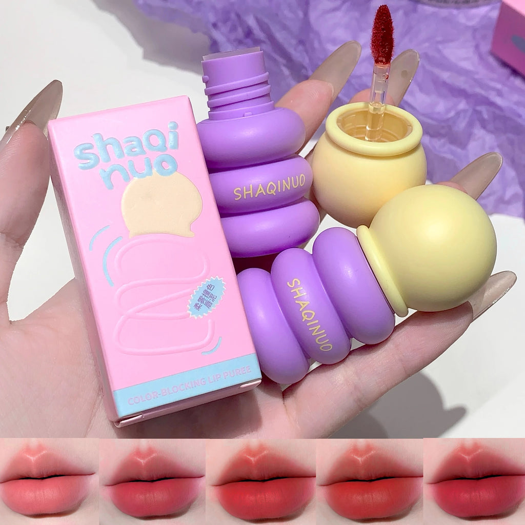 SHAQINUO Matte Lip Clay Glaze Contrasting Colors Velvet Long-lasting Qme