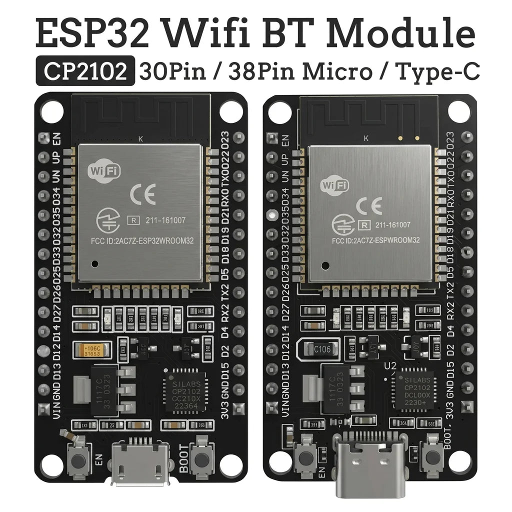 ESP32 Development Board 2.4G WIFI Bluetooth Module 30Pin 38Pin CP2102 Micro Type-C Ultra-Low Power Consumption Dual Core ESP-32 Qme