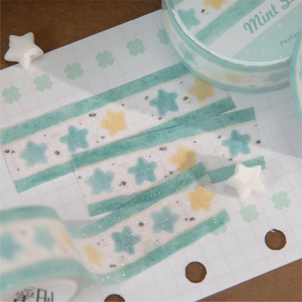6Roll Cute Cartoon Food Theme Glitter Washi Tape for DIY Scrapbooking Collage Art Supplies Phone Case Notebook Decoration Qme