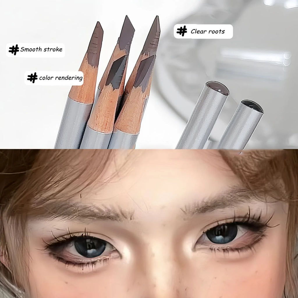 Slanted Blade Eyebrow Pencil Waterproof Makeup Natural Lines Hair Flu Wood Eyebrow Pen Tint Tattoo Grey Coffee Eye Brow Pencil Qme