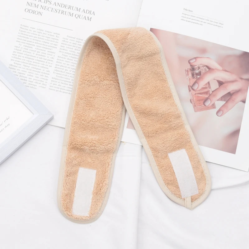 Women Adjustable SPA Facial Headband Bath Makeup Hair Band Headbands Qme khaki