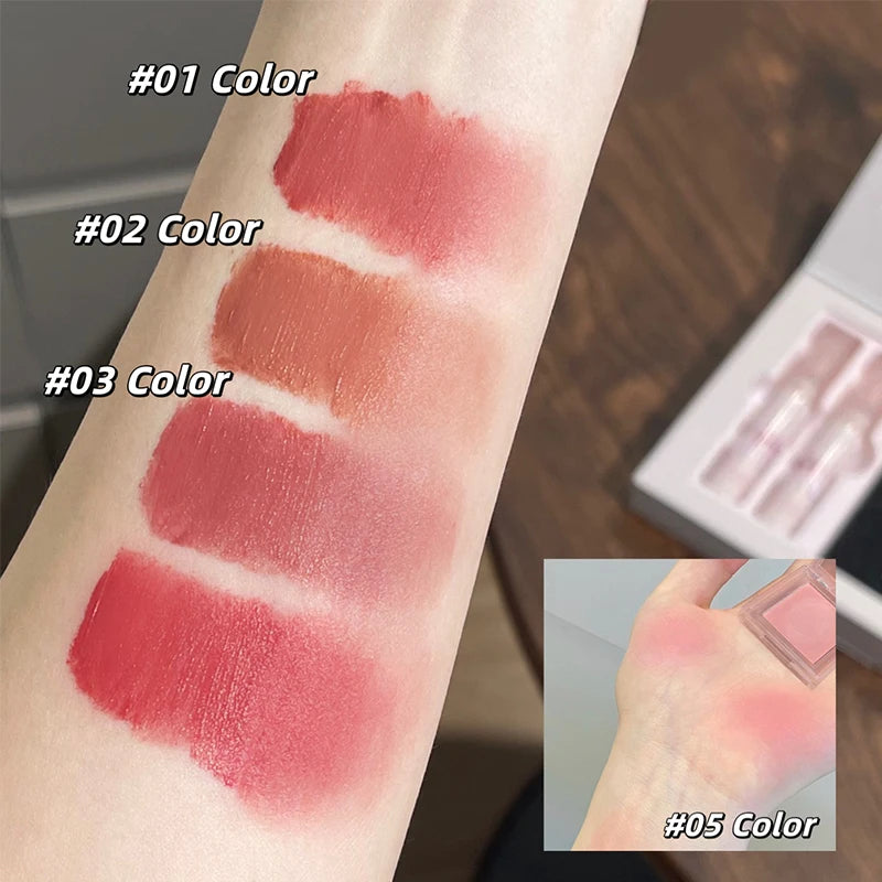 ART VALUE 6Pcs Makeup Set Include 4pc Velvet Nude Matte Liquid Lipstick And 1pc Face Blush Palette With Necklace Gift Cosmetics Qme