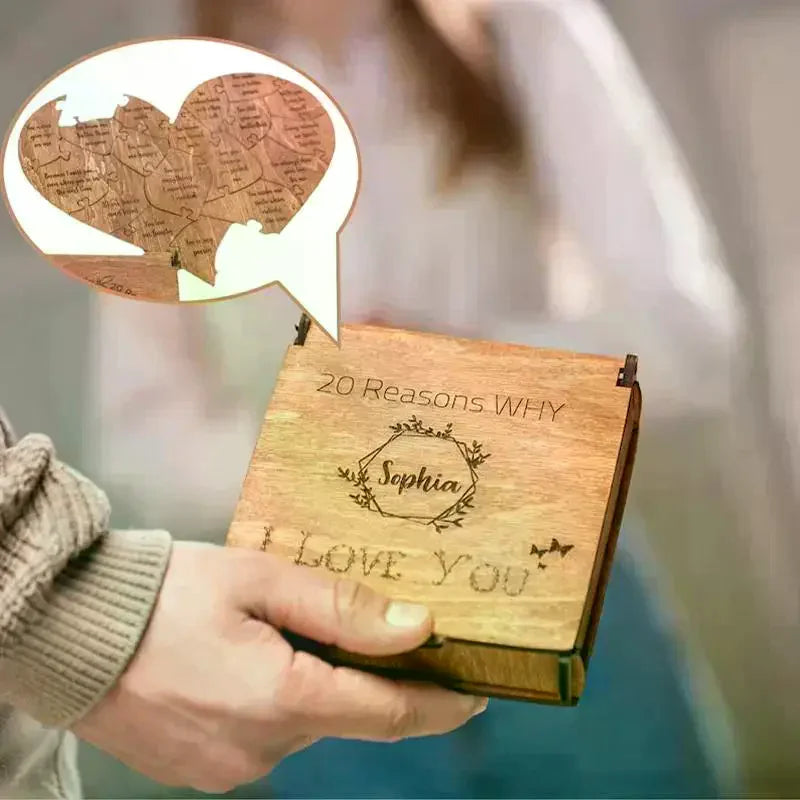 20 Reasons Why I Love You Puzzle Engraved Love Gift Home Decor Sentimental Gifts Personalized Mother's Day Valentine Day Gift Qme