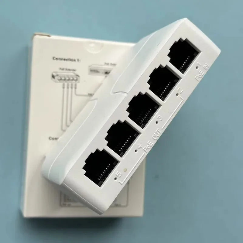 Indoor Rail Mount POE Extender 100Mbps 1-in-3-out Serial POE Repeater Cascade Booster Qme 1000Mbps