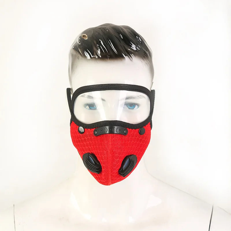 2pcs Sport Face Mask Activated Carbon Filter Riding Mouth Cover Dustproof Reusable Washable Cardio Sports Mask Qme red 2pcs