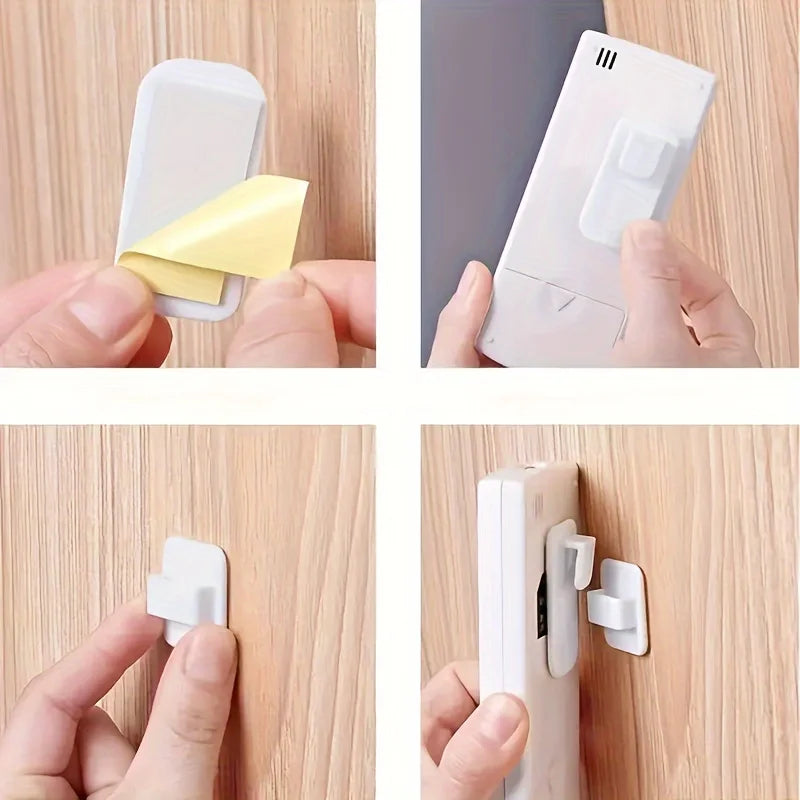 2 Pairs of Multi-functional Adhesive Hooks, Remote Control Hooks, No-nail No-mark Strong Adhesive Hooks, TV , Utility Hooks Qme