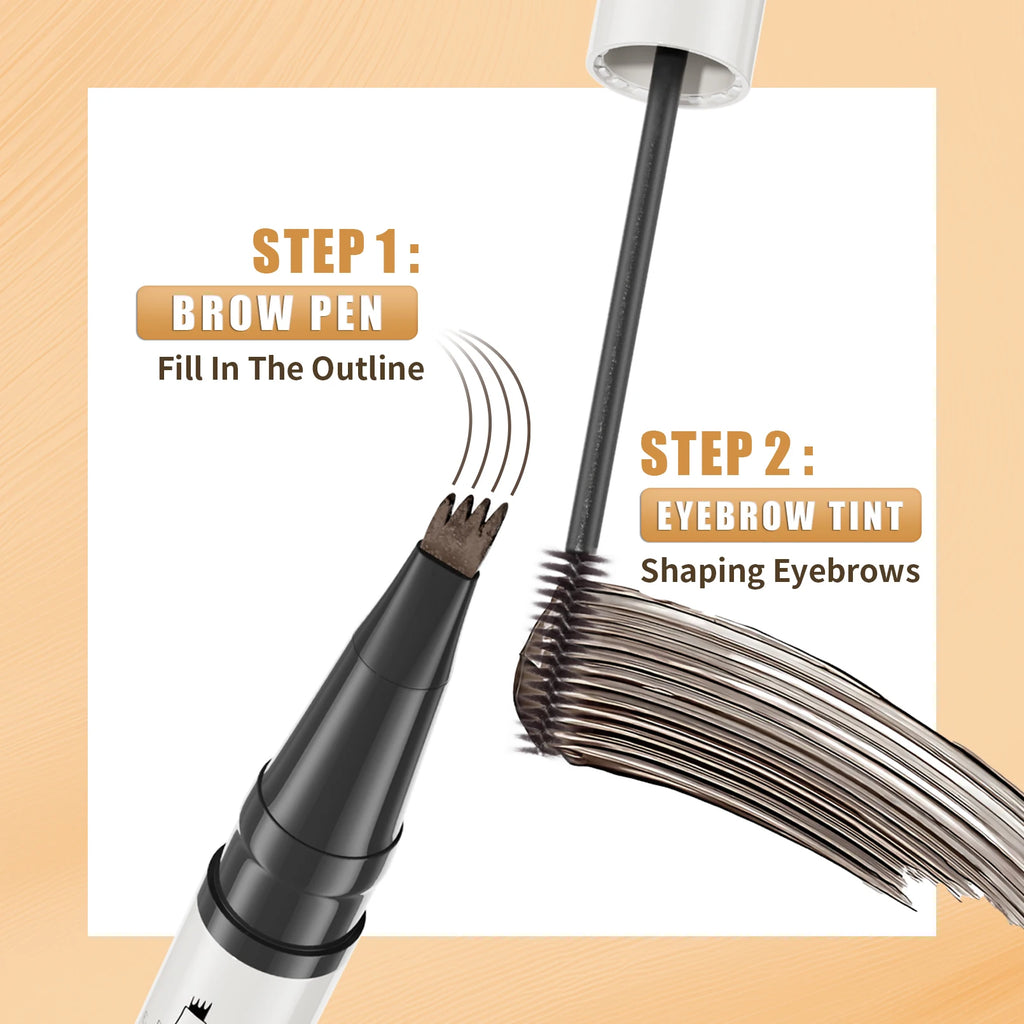 Waterproof Eyebrow Pen 2-in-1 Eyebrow Pencil And Tint Microblading Eyebrow Pencil with 4 Split Head for Perfect Brows Qme