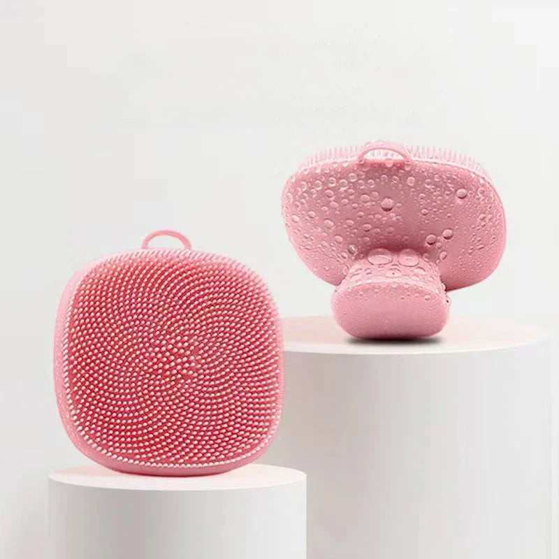 Manual Silicone Facial Cleansing Brush Soft Bristle Body Bath Massage Qme