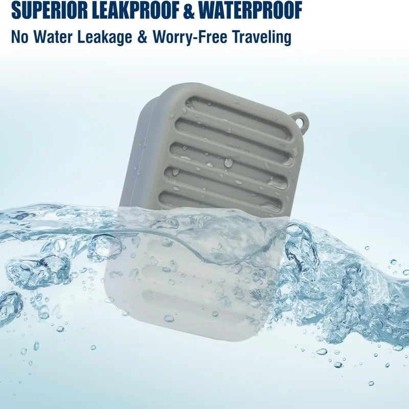 Portable Silicone Travel Soap Case Leak Proof Drainage Lid Layer Qme
