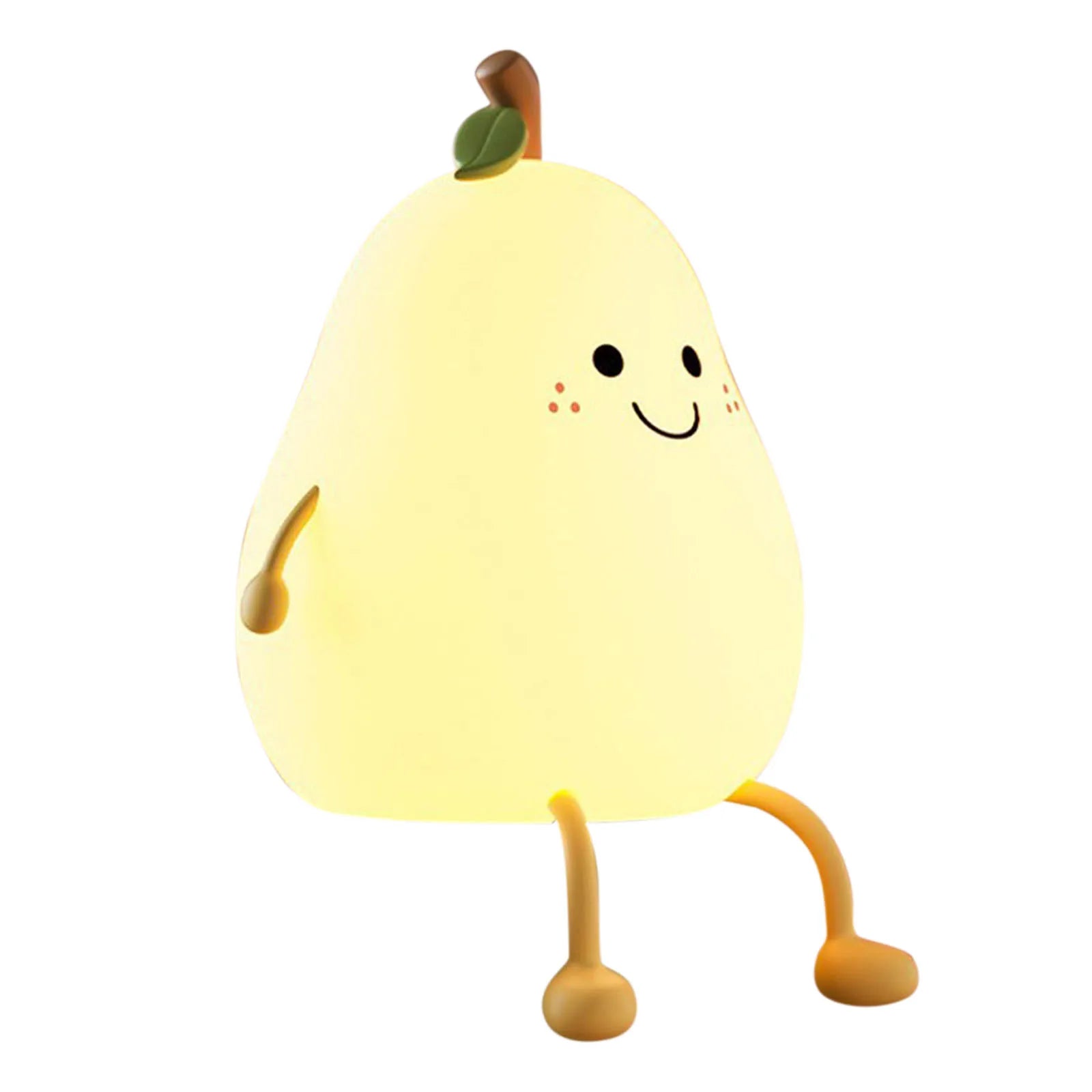 1pc Cute Pear Night Light 7-Color Dimmable Touch-Controlled Night Light Silicone Stress Reducing Pat Lamp USB Rechargeable Qme Warm