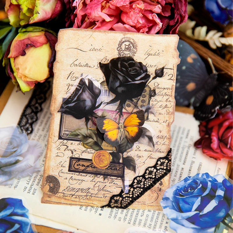 10 pcs/pack Large size rose Stickers Decorative Stick Labels Diary Album Scrapbooking material DIY junk journal supplies Qme