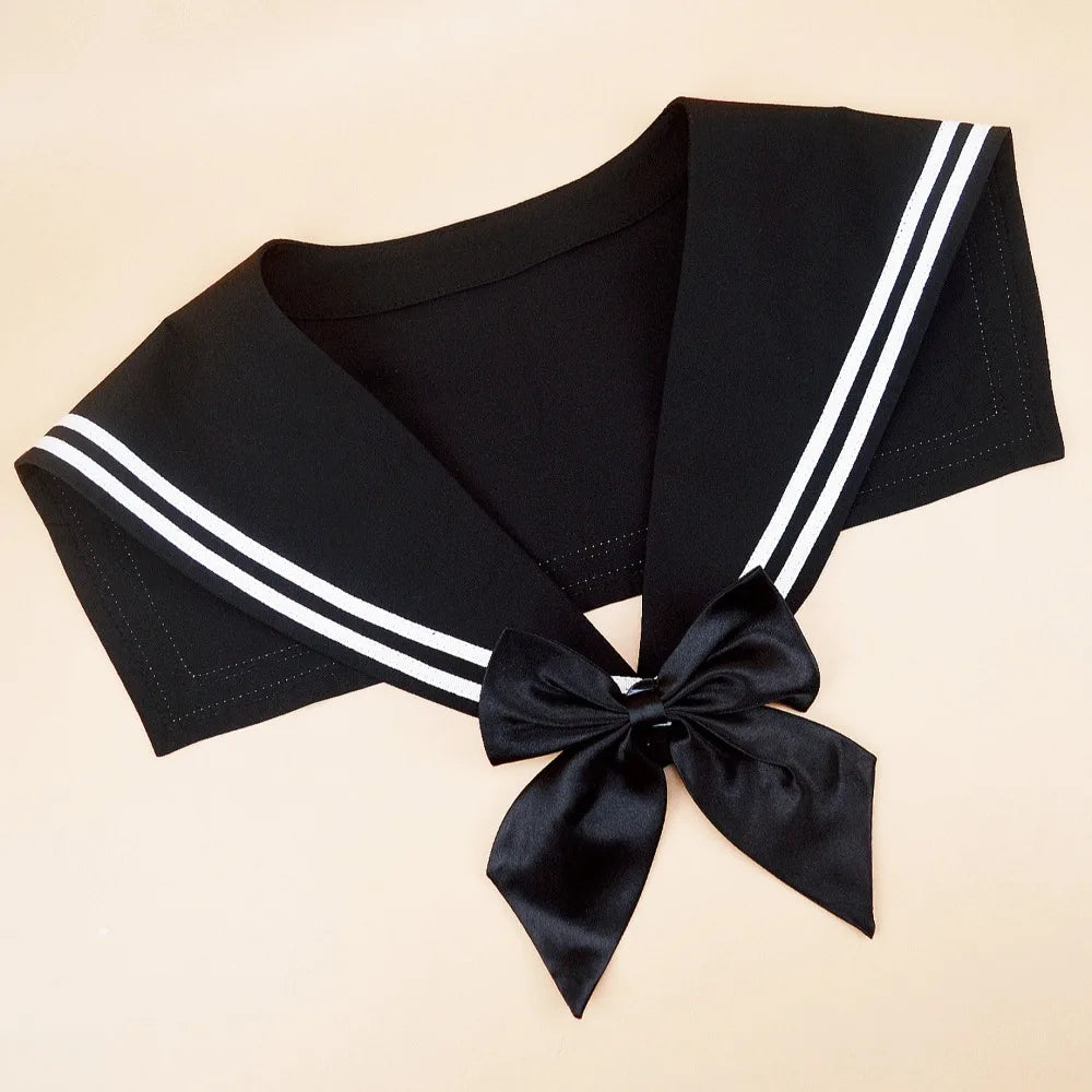 Elegant Cape Striped Sailor Fake Collar Black Cloak Blouse False Collars Korean Style Academy Style Detachable Collar Female Qme Style 4
