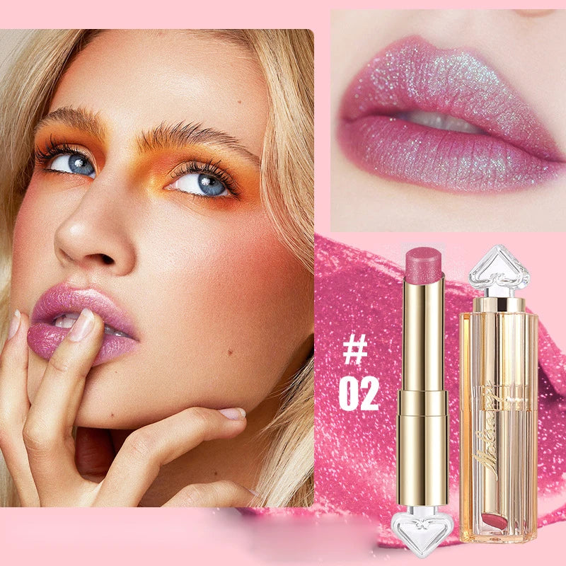 Shiny Lipstick Vibrant Colors Waterproof Sweat Resistant Non Stick Qme 02