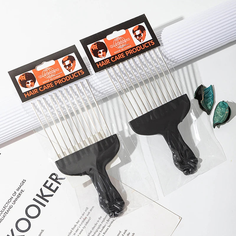 Black Metal African American Pick Comb Hair Combs Hairdressing Salon Qme