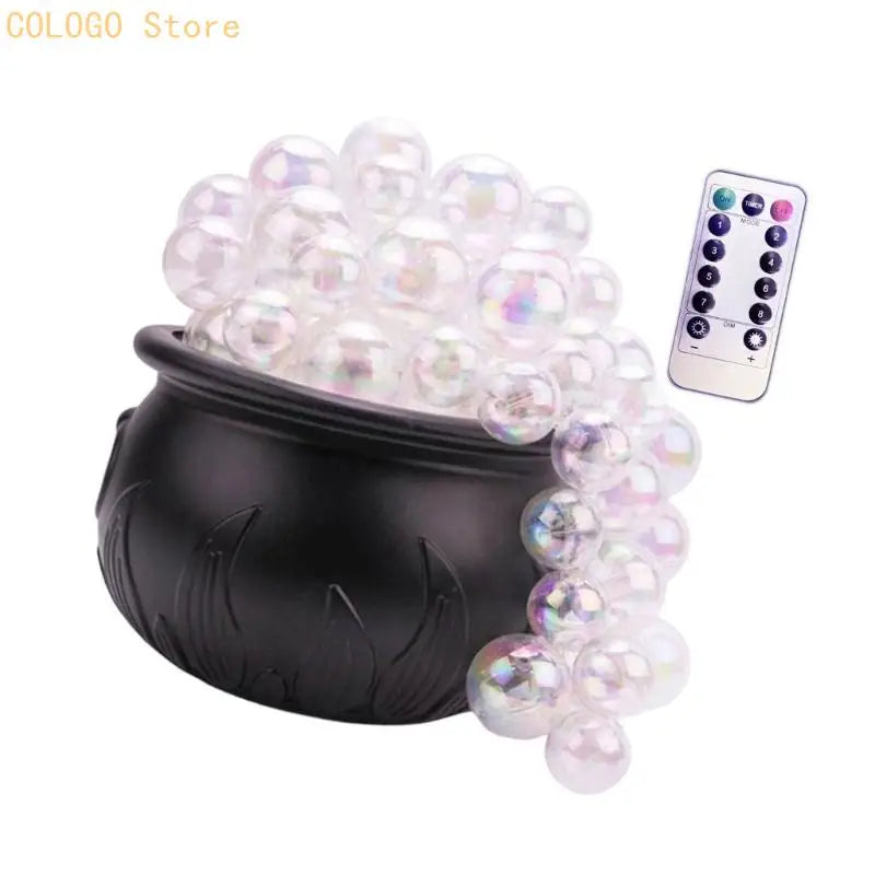 Whimsical Plastic Cauldron Decoration 8 Adjustable Light Modes Qme