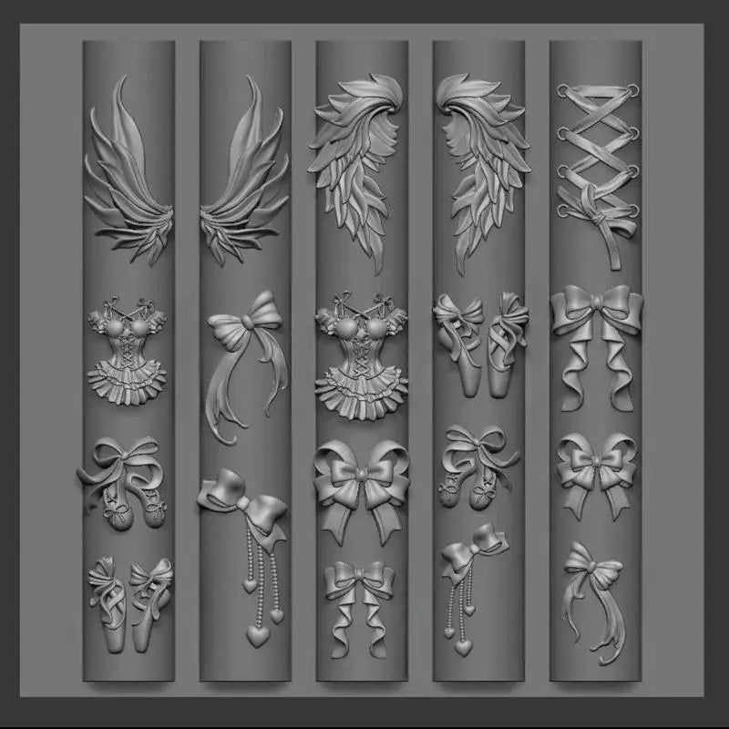 3D Silicone Mold Nail Art Design Relief Bow Strawberry Baroque Qme A8