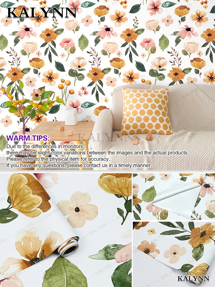 Floral Peel Stick Wallpaper Boho Flower Contact Paper Self Adhesive Qme Floral-white 45cmx8M