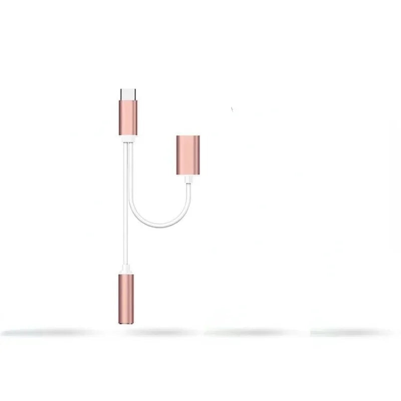 5pcs Type-C Adapter 2 In 1 Type C To 3.5 Earphone Adapter Audio Type-c To Earphone 3mm Jack AUX Usb C 3.5 for Xiaomi Huawei Qme Rose Gold