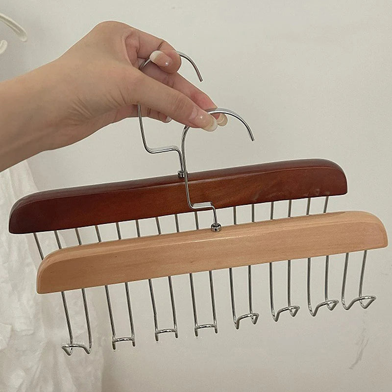 Non Slip Space Saving Wardrobe Clothing Storage Holder Wood Belts Qme