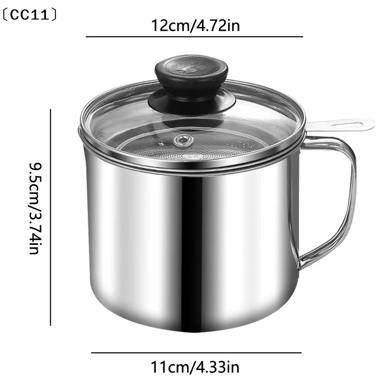 Glass Lid Bacon Grease Container Deep Fryer Keeper Handle Refill Qme