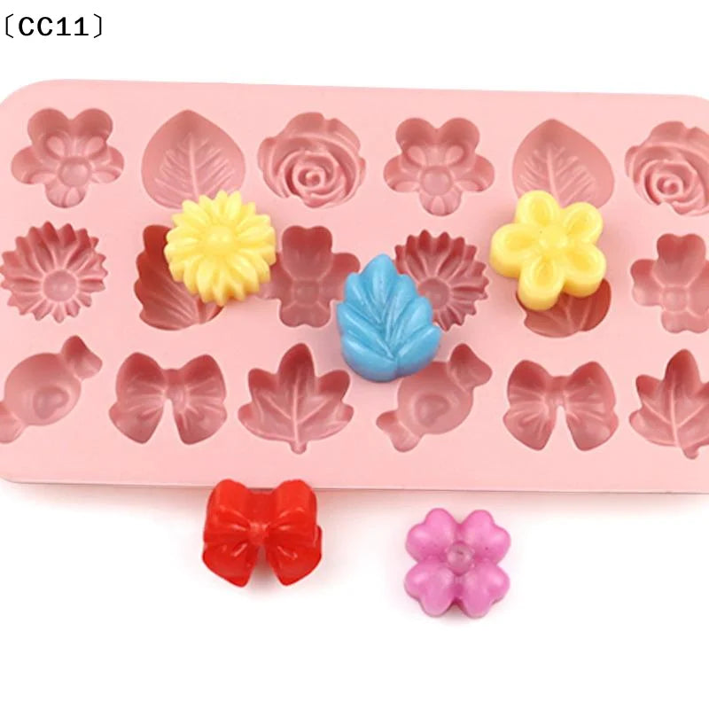 18Holes 3D Silicone Mold Daisy Tulip Flower Design Jelly Ice Pudding Qme