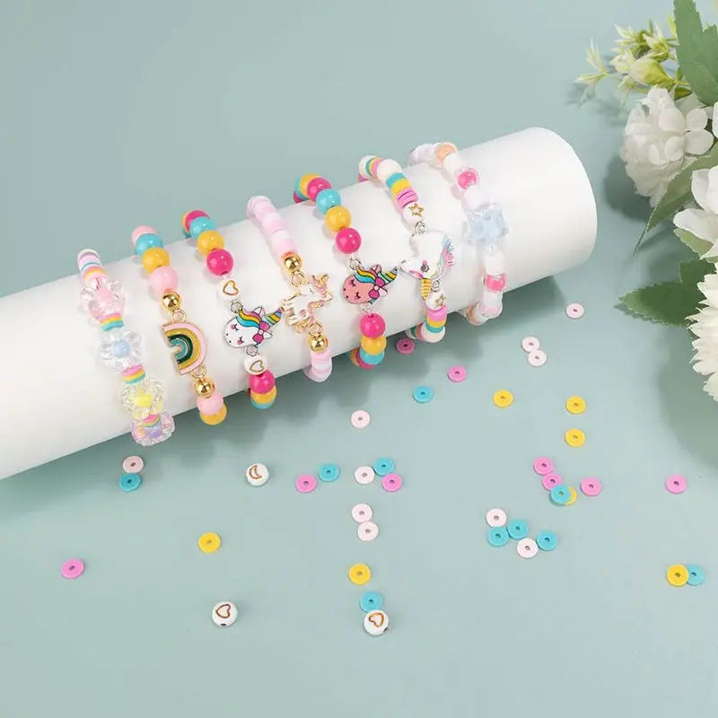 Jewelry Making Kit with Charms 8mm Colorful Beads Star, Flower, & Pumpkin Shapes Rainbow Moon Beads for Creative Birthday Gift Qme