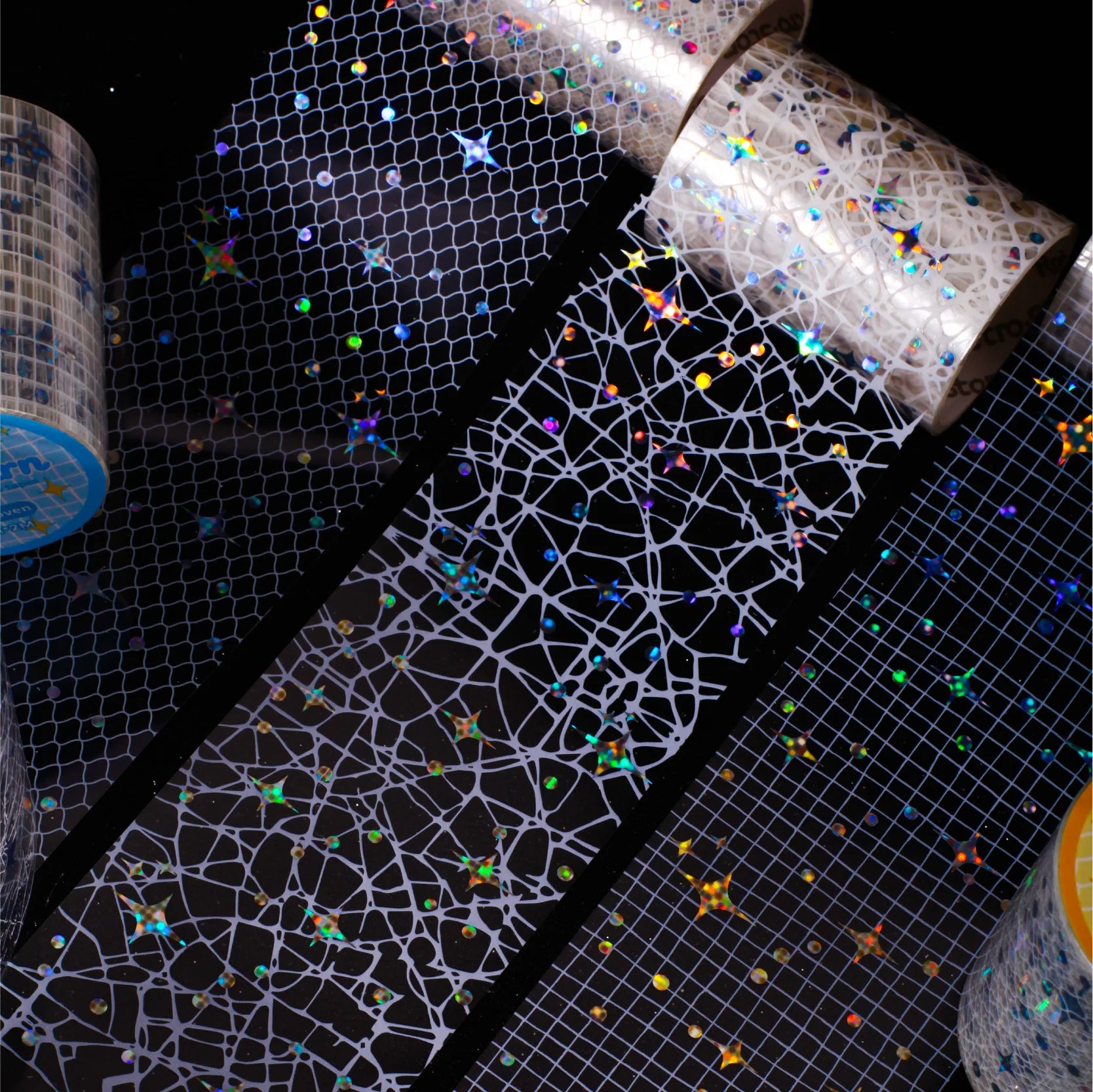 200cm/Roll，Sparkling star gauze Theme, Scrapbook Stickers, Handbook Making Tapes, Phone Case Photo Decorative，Stationery Tapes Qme