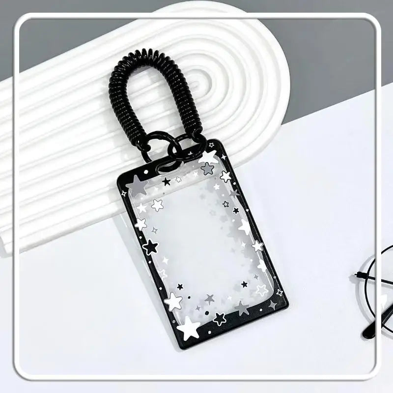 Star Sliding Cover Card Holder Transparent Portable ID Protector Kpop Qme A11
