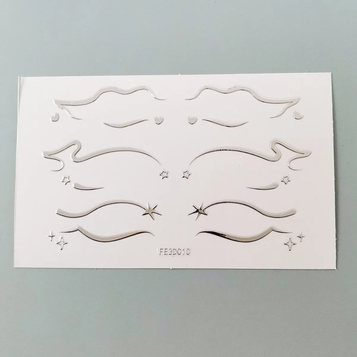 3D Metallic Punk Silver Eye Shadow Stickers Metal Eyeliner Decals Self-adhesive Futuristic Festival Party Eye Makeup Stickers Qme FE3D010