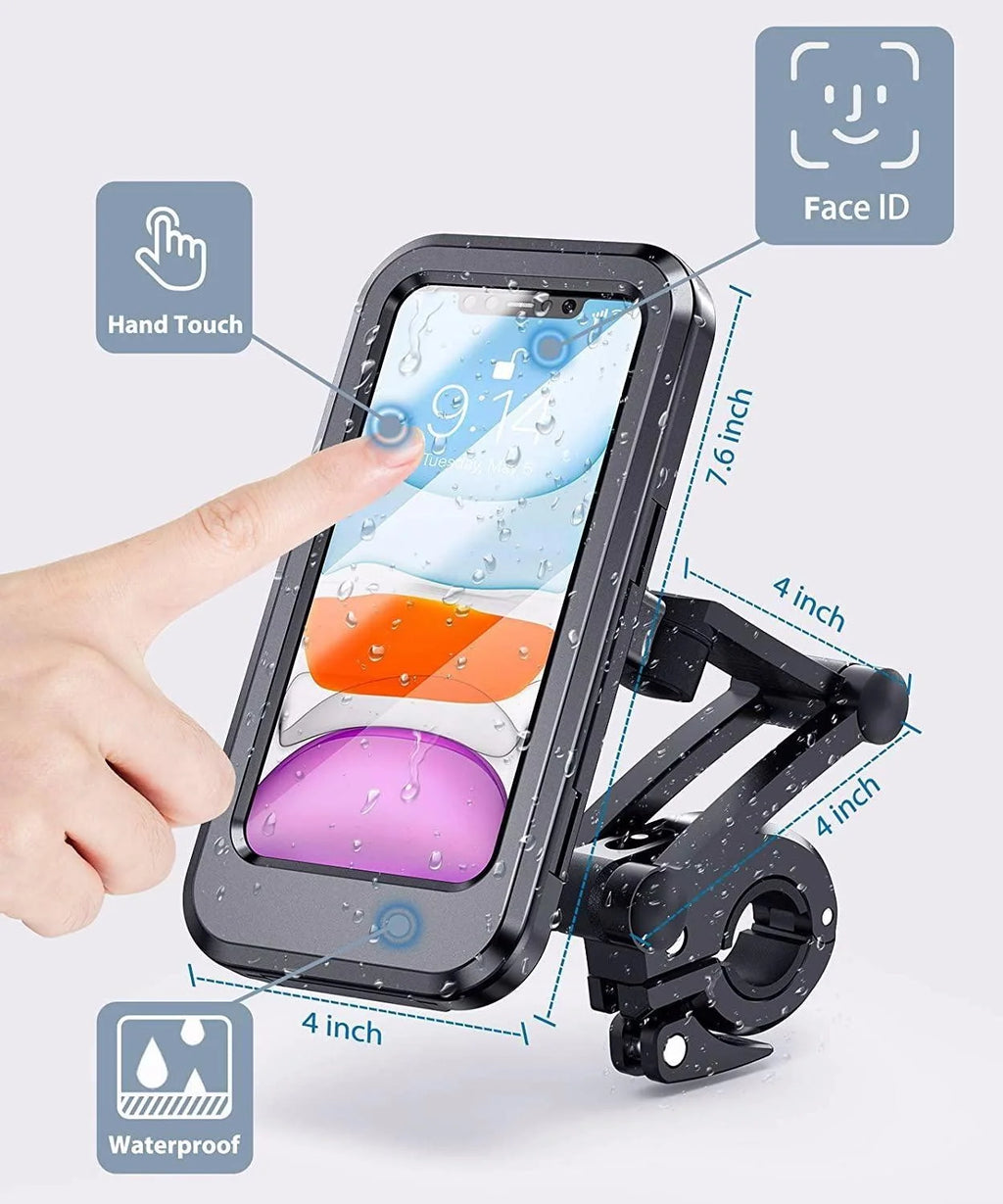 Waterproof Motorcycle Bike Mobile Phone Holder Support Universal Bicycle GPS 360° Swivel Adjustable Motorcycle Cellphone Holder Qme