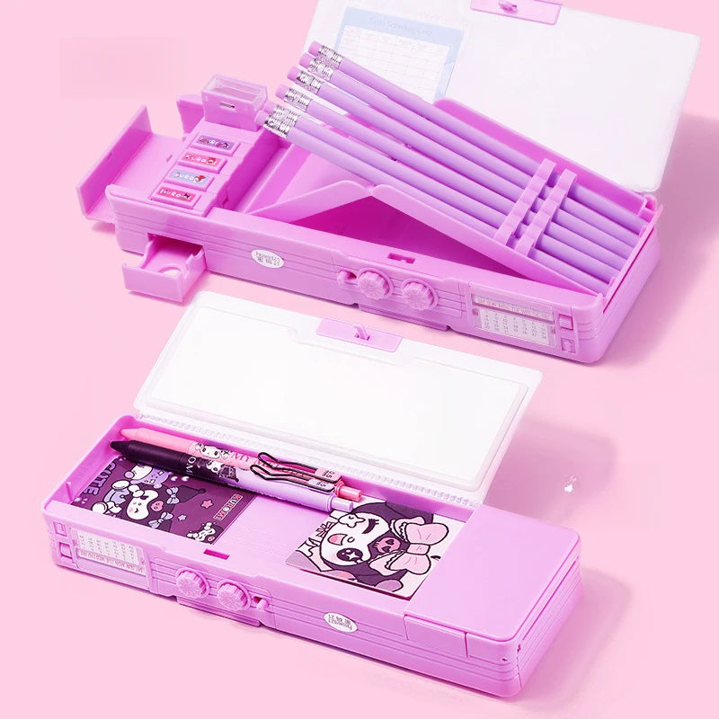 Melody Combination Lock Pencil Case Kuroomi Large-Capacity Multifunctional Student Pencil Case Qme