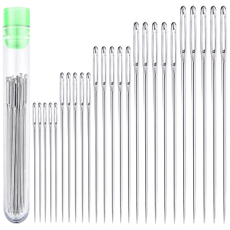 25Pcs Large Eye Stitching Needles Sewing Needles Handmade Leather Needle Steel Yarn Knitting Needles Sewing Tool Set Qme