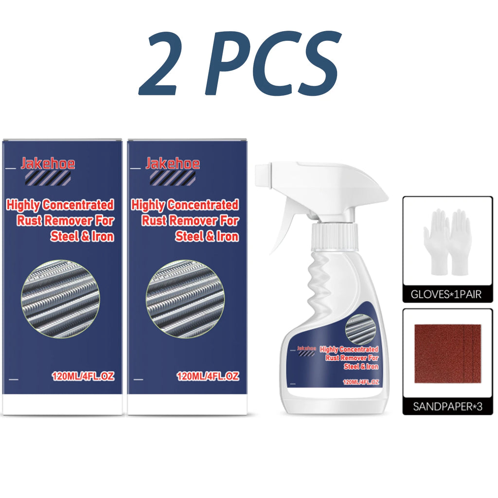 Rust Remover Kit Remove Stubborn Rust Stains Restore Metal Surfaces Shine Gentle Formula Highly Concentrated Rust Removing Spray Qme 2 x 120ml Boxed