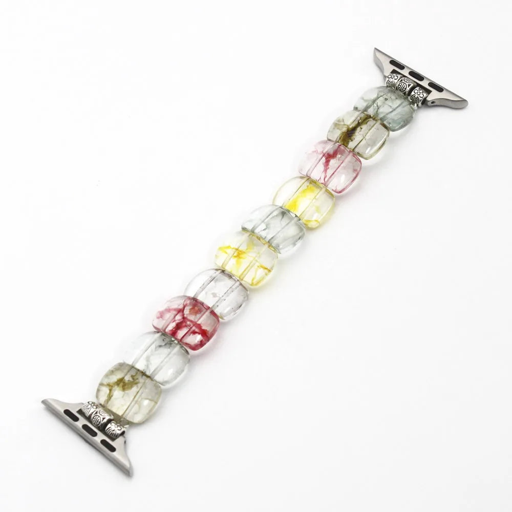 Luxe Vibe Artificial Crystal Bracelet Strap Ladies and Girls Gift for Apple Watch Series 42/44/45//46/49 mm Fashion Elastic Band Qme