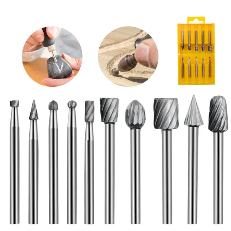 6 Speed Wood Working Drill Bits Rotary Files Mini Round HSS Burr Qme